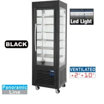Betaalbaar Panoramische vitrine, 5 roosters, 360 LT, Zwart - 600x630x(h)1850mm