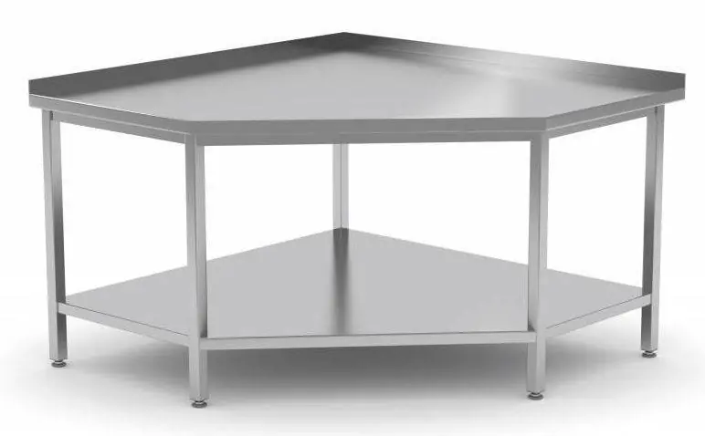 Table de Travail d'Angle | INOX | Etagère Basse | Rebord | (l)700-1000mm | 600-700mm(p) Aanbieding