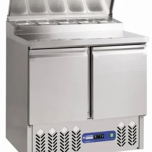Lage Prijs Gekoelde tafel 2 deuren GN 1/1, + koelstructuur 5x GN1/6-150 mm - 900x700x(h)850mm
