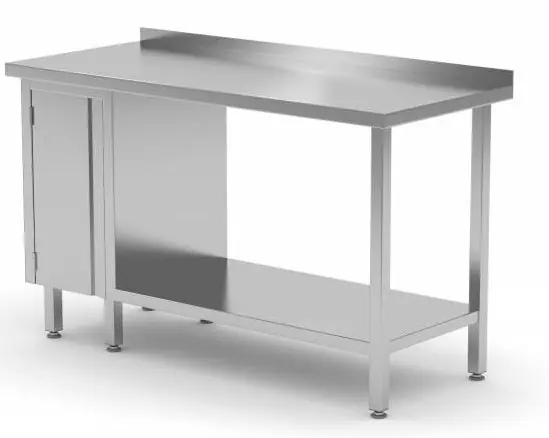 Werktafel RVS + 1 Klapdeur (links) + Bodemschap + Spatrand 800(b)x600(d)x885(h)mm Meest Verkocht
