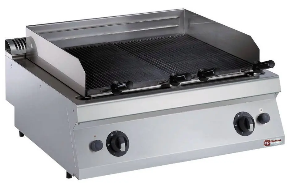 Beste Prijs Lavasteengrill Gas RVS - Tafelmodel - Rooster 730x540mm - 800x700x250/320(h)mm