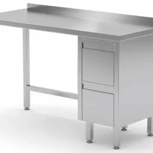 Werktafel RVS + Ladeblok (rechts) 2 laden + Spatrand HEAVY DUTY 800(b)x700(d)x885(h)mm Lage Kosten
