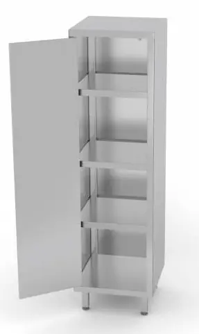 RVS Opbergkast 400x500x2000(h)mm + 1 Klapdeur + 3 Legplanken HEAVY DUTY Beperkt Aanbod