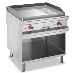 Nu Kopen Elektrische bakplaat, 2/3 vlak, 1/3 geribd module 1/1, op open kast. - 800x900x(h)850/920mm