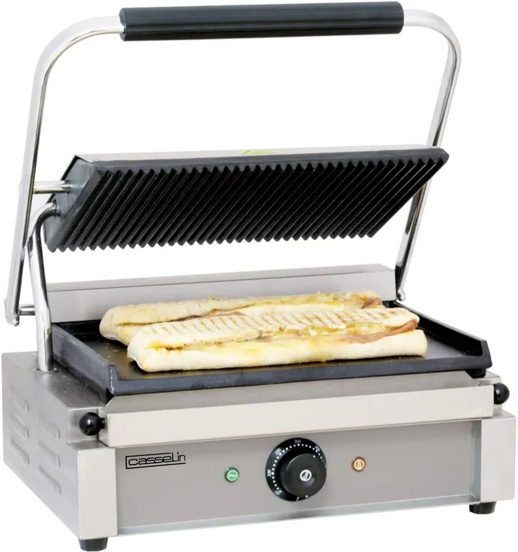 Panini Grill - Geribd/Glad - 410x370x(h)200mm - 2200W Flitsaanbieding