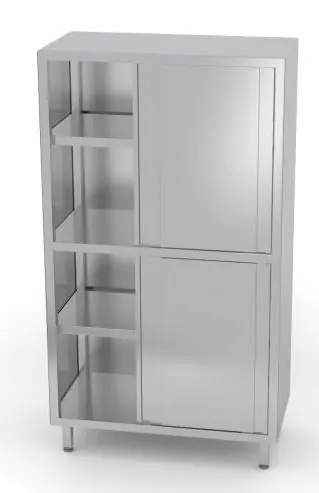Servieskast RVS 800x600x1800(h)mm + 4 Schuifdeuren + 3 Planken HEAVY DUTY Lage Prijs