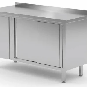 Werkkast RVS + 1 Klapdeur + 2 Schuifdeuren + Spatrand 1200(b)x600(d)x885(h)mm Express Levering