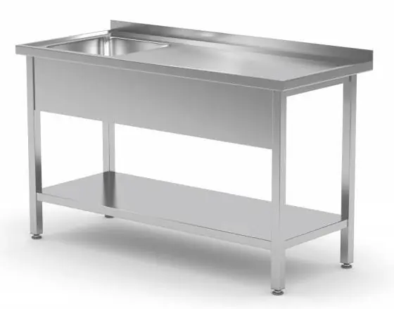 Spoeltafel RVS + Spoelbak 500x400x250(h) Links + Bodemschap 1200(b)x700(d)x885(h)mm Nu Kopen