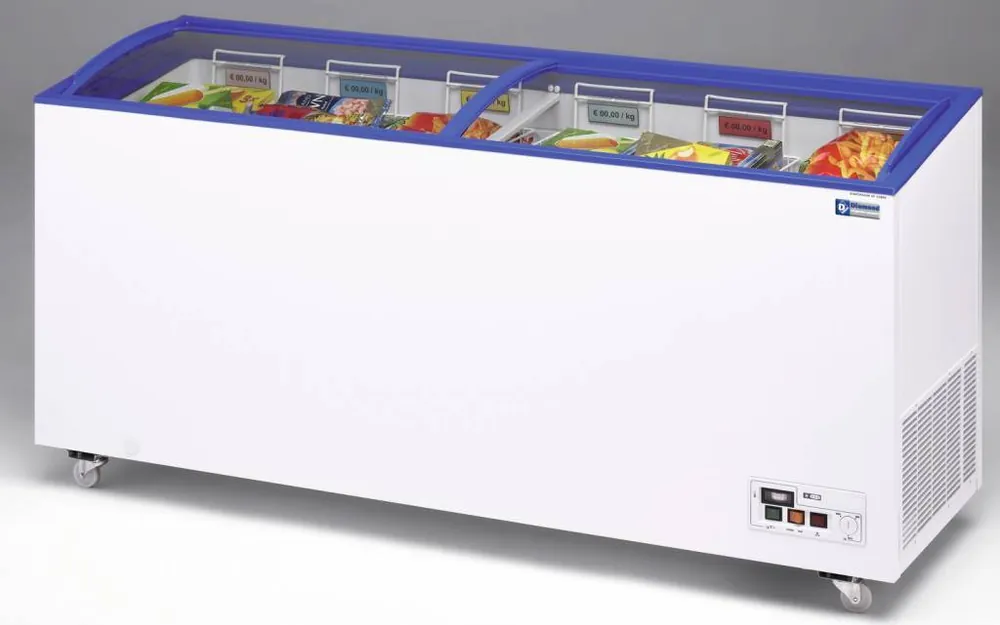 Vrieskist met Schuifdeksel van Glas - -15° tot -23° - 181x60x73/89(h)cm - 527 Liter Koopje