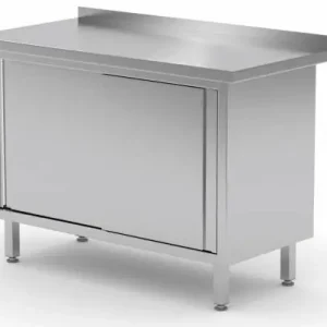 Werktafel RVS + 2 Schuifdeuren + Spatrand HEAVY DUTY 800(b)x600(d)x885(h)mm Gereduceerde Prijs