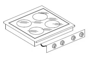 Lage Kosten Keramische Kookunit - Drop in - 4 zones - 8,2 kW - 600x600x(H)260mm