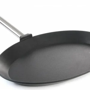 Superprijs Vispan ovaal gietaluminium - 400x275x35 mm met rvs handvat