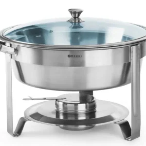 Ronde Chafing Dish - Met Glazen Deksel - 3,5 Liter - Ø390x(H)270mm Beperkte Voorraad