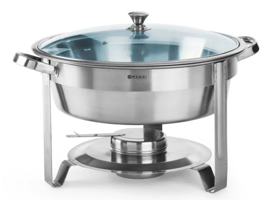 Ronde Chafing Dish - Met Glazen Deksel - 3,5 Liter - Ø390x(H)270mm Beperkte Voorraad