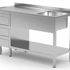 Spoeltafel + Bodemschap + Spoelbak 500x400x(h)250 + 3 Ladenblok 1000(b)x700(d)x885(h)mm Uitverkoop