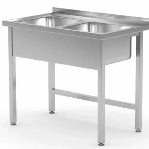 RVS Spoeltafel 800(b)x600(d)x885(h)mm + 2 Spoelbakken van 400x400x(h)250 Betaalbaar