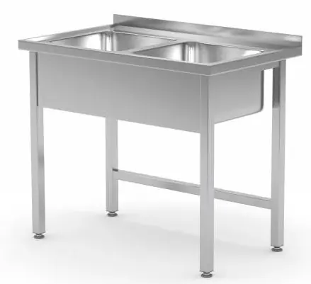 RVS Spoeltafel 800(b)x600(d)x885(h)mm + 2 Spoelbakken van 400x400x(h)250 Betaalbaar