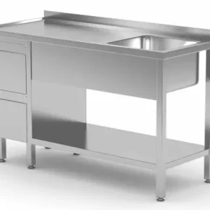 Bestseller Spoeltafel + Spoelbak 400x400x(h)250 + Bodemschap + 2 Ladenblok 1000(b)x700(d)x885(h)mm