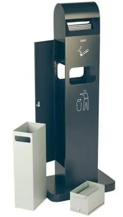 Staande Asbak Totem - Zwart met Afvalbak - 2 Liter + 8 Liter Afvalbak - Tot 600 Peuken Gereduceerde Prijs