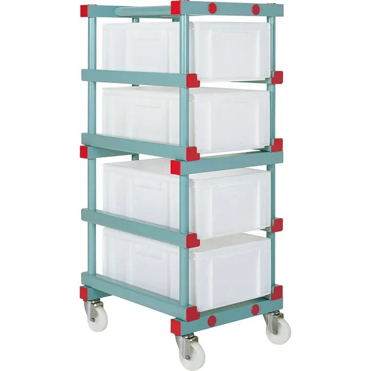 REA Euronorm Regaalwagen - 4x 600x400mm - Kunststof Wielen - 540x660x(H)1350mm Goedkoop
