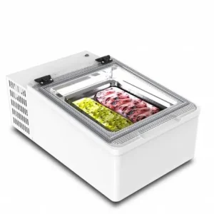 Schepijsvitrine Tafelmodel - Geschikt voor 2x5 Liter Bakken - 49x79x(H)34,5cm Betaalbaar