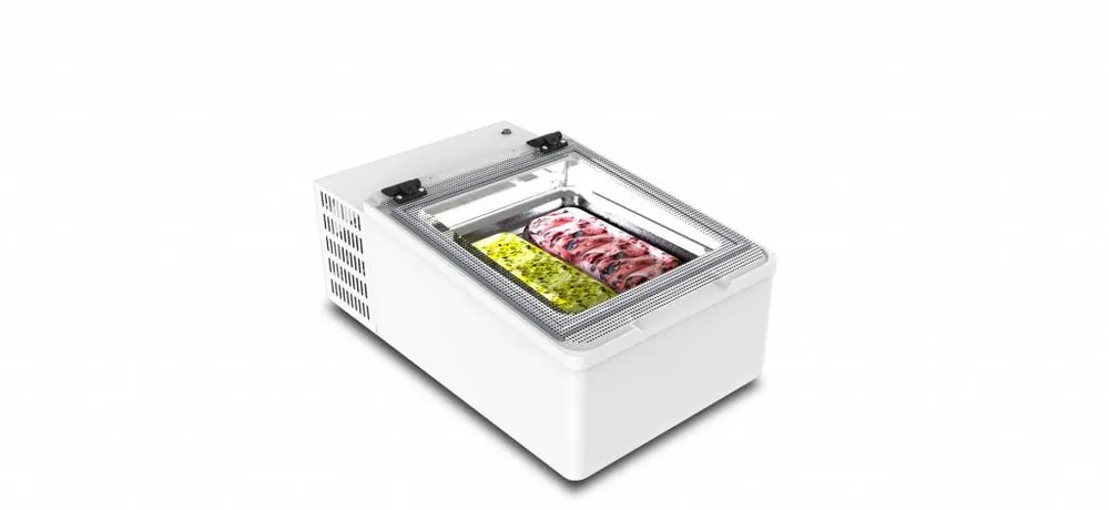 Schepijsvitrine Tafelmodel - Geschikt voor 2x5 Liter Bakken - 49x79x(H)34,5cm Betaalbaar