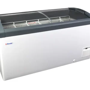 Vrieskist met Gebogen Glazen Schuifruiten - Elcold FOCUS 151 GREY - 418 Liter - 150,4x65x(h)85 cm Nieuw
