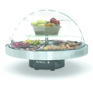 Gereduceerde Prijs Ronde Buffet Koelvitrine - Geschikt voor 8 Buffet Trays - LED Verlichting - 950x950x(H)750mm