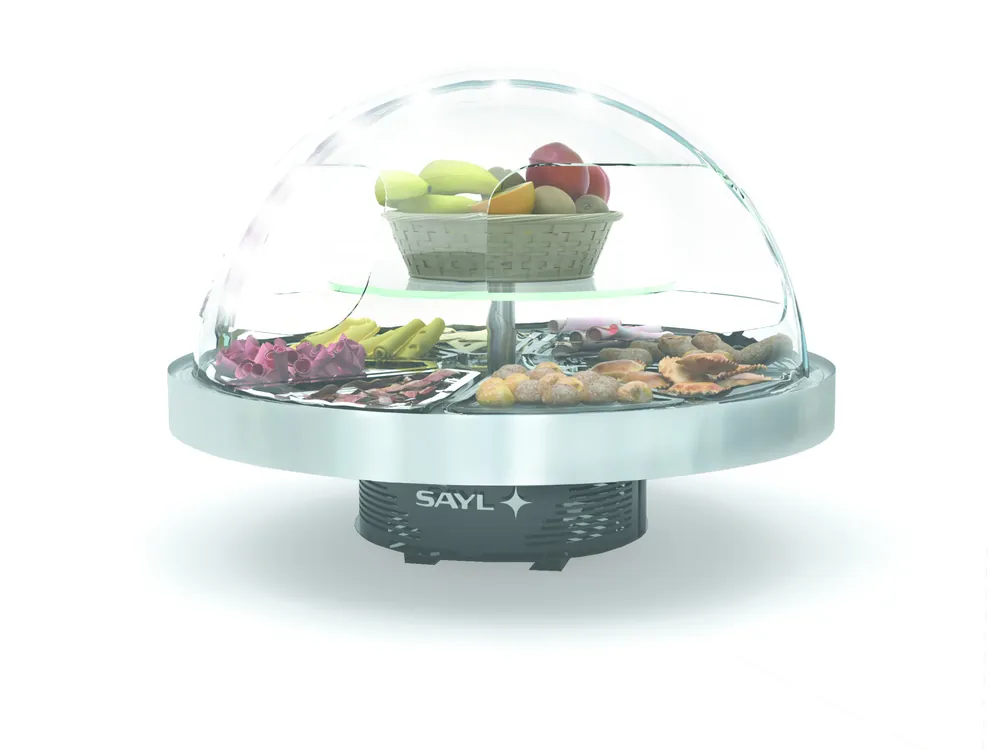 Gereduceerde Prijs Ronde Buffet Koelvitrine - Geschikt voor 8 Buffet Trays - LED Verlichting - 950x950x(H)750mm