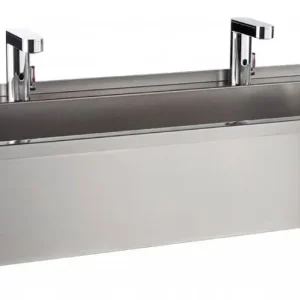 RVS Wasbak Dubbel - 2 Elektronische Kranen - Temperatuurregeling - 1200x425x255 mm Laatste Kans