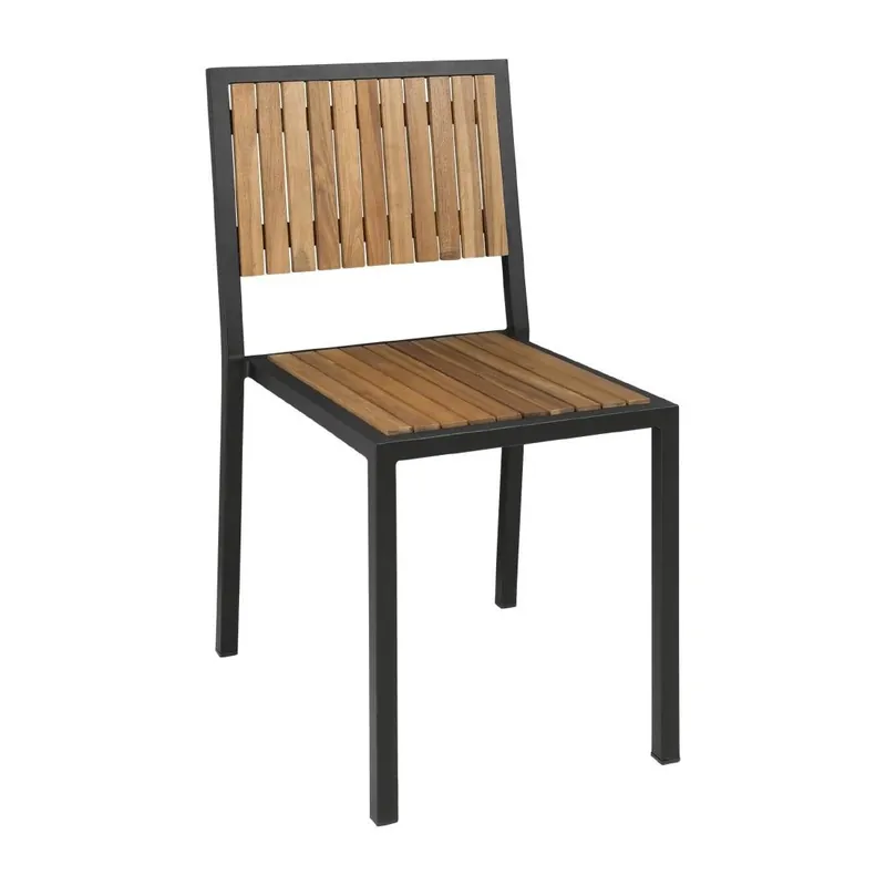 Acaciahouten Stoelen met Stalen Behuizing - 450x530x(H)860mm - Per 4 Stuks Direct Beschikbaar