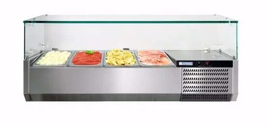 Tijdelijk Beschikbaar Opzetkoelvitrine Met Glasopbouw - VRS 1100/V - 4x 1/3 GN - 1100x395x(H)429mm