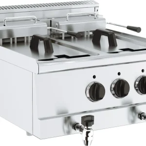 Dagaanbieding Base 600 Elektrische Friteuse Tafelmodel - Tapkraan - 2x 10 Liter - 600x600x(H)300mm