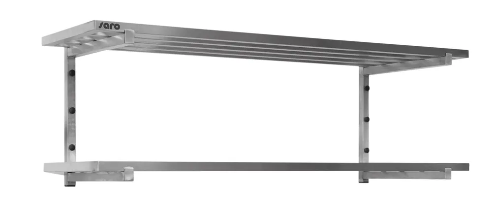 RVS Wandschap 400mm Met Spijlen Complete set met 2 Planken 800(b)x400(d)x420(h)mm Direct Verzonden