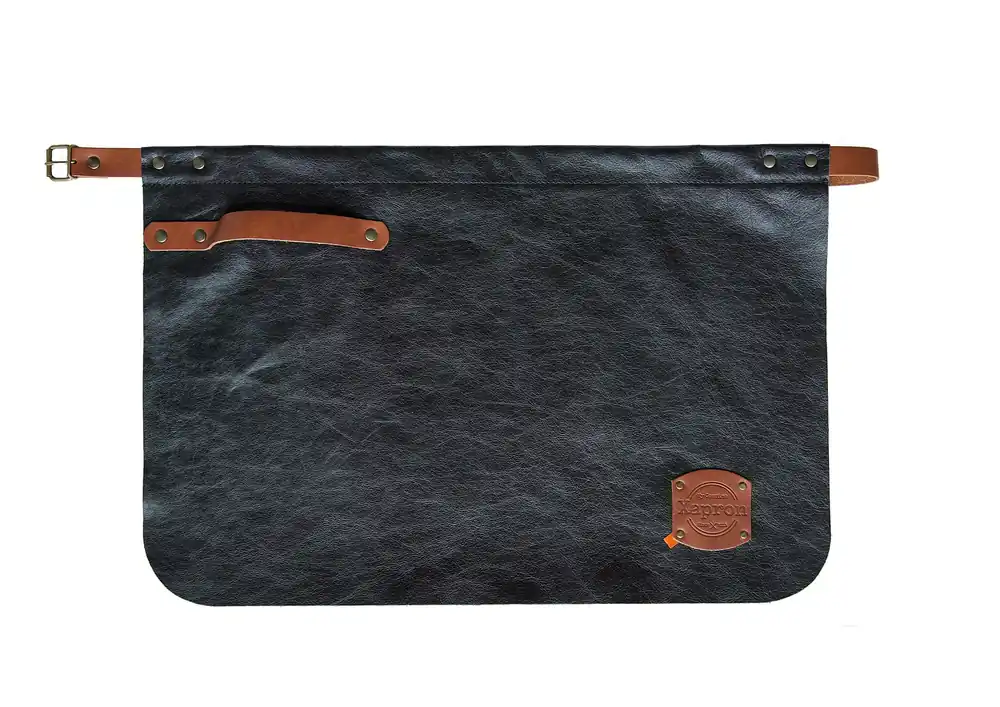 Snelle Levering Leren Schort New York Zwart Maat S