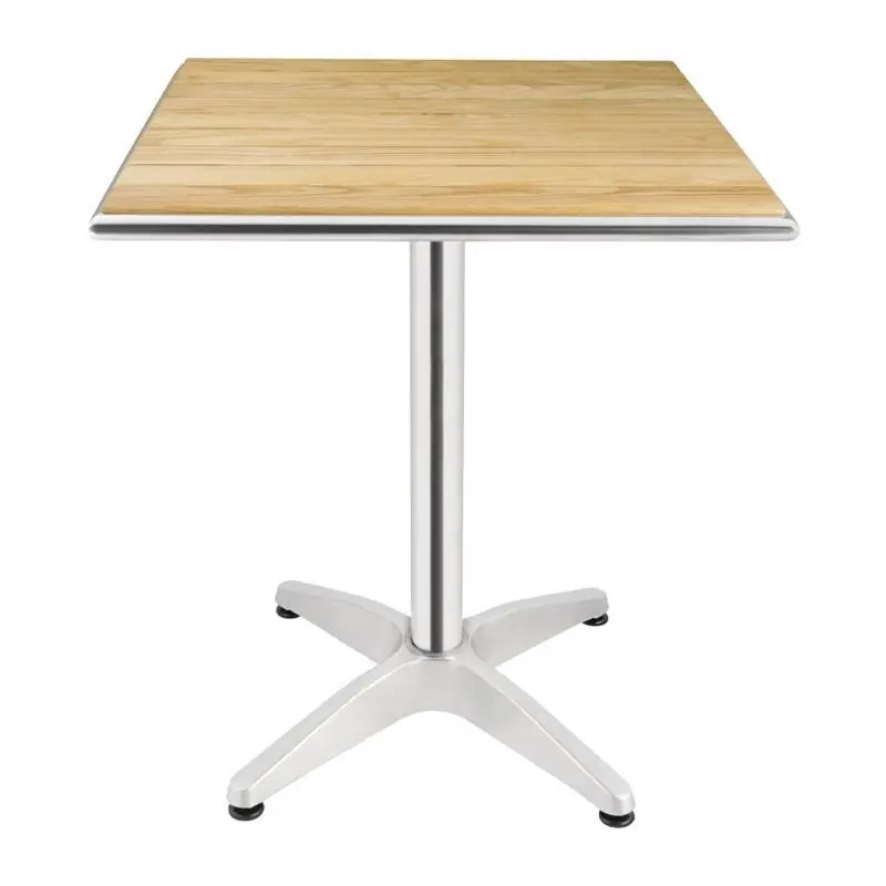 Vierkante Bistrotafel - Frame Aluminium - met Essen Hout Bovenblad - 72(h)x60x60cm Nu Kopen