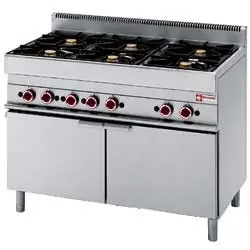 Gasfornuis - 6 Branders - 3,6 en 5kW - Maxi Gasoven Met 2 Klapdeuren - 1100x650x(h)850/950mm Alleen Vandaag