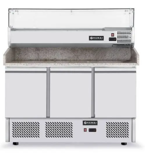 Dagaanbieding Pizza Saladette - Machine Onder - 3 deurs - Verstelbare poten - 1365x700x(h)850 mm