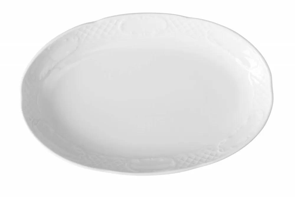 Schaal ovaal - Flora - 288x180x35 mm - Wit - Porselein Fabrieksprijs