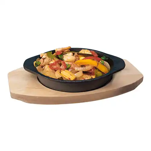 Speciale Aanbieding Bistro Serveerpan met Houten Onderbord - Ø140mm