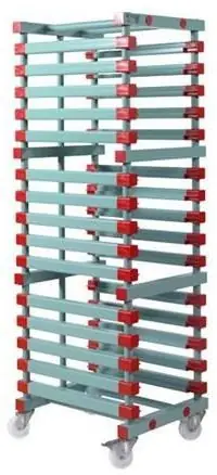 Tijdelijk Beschikbaar Regaalwagen Kunststof / Bakkenwagen - 15 x 60x40cm - 54x66x(h)183cm