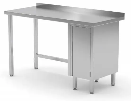 Werktafel RVS + 1 Klapdeur (rechts) + Spatrand 1500(b)x700(d)x885(h)mm Populair