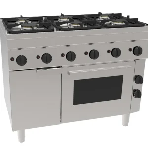 Gasfornuis GH6 / 6FLUBO - 6 Pits & Elektrische Oven - 3x 3kW & 3x 3,6 kW - 1050x600x(H)850mm Hete Deal