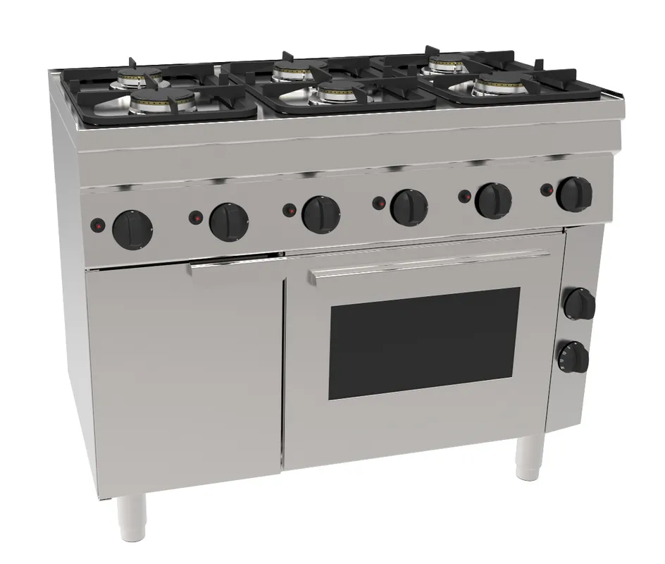 Gasfornuis GH6 / 6FLUBO - 6 Pits & Elektrische Oven - 3x 3kW & 3x 3,6 kW - 1050x600x(H)850mm Hete Deal