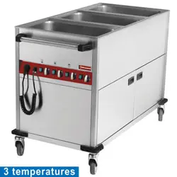 Gratis Retour Bain-Marie Trolley - 3 x 1/1GN - 150mm Diep - Met Warmhoudkast - 1250x700x(h)900mm