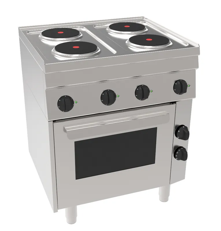 Direct Beschikbaar Elektrisch Fornuis EH6 / 4KPBO - 4 Kookzones - Elektrische Heteluchtoven - 700x600x850mm