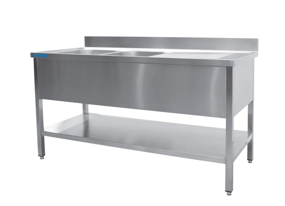 Meest Verkocht SARO Spoeltafel, 2 wasbakken, links - B 1400 x D 700 mm