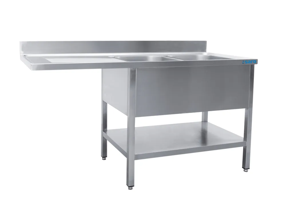 SARO Spoeltafel, 2 wasbakken,rechts - B 1800 x D 700 mm Finale Uitverkoop