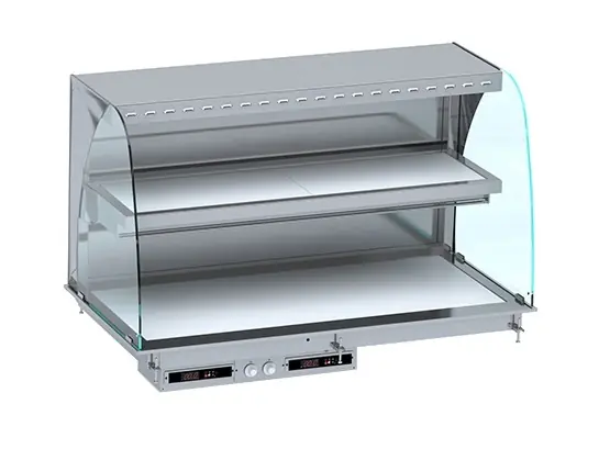 Drop In Keramische Warmhoudvitrine Wandmodel Gebogen - Wit Express Levering
