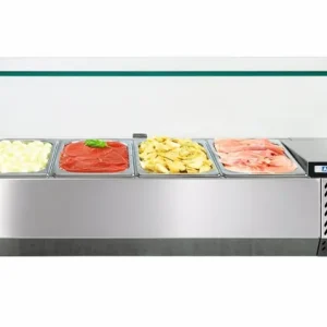 Afinox Vitrine - Opzetkoelvitrine 5 x 1/3 GN L - +2°C / +7°C - VRS 1260/S GN 1/1 met glasopbouw Aanbieding